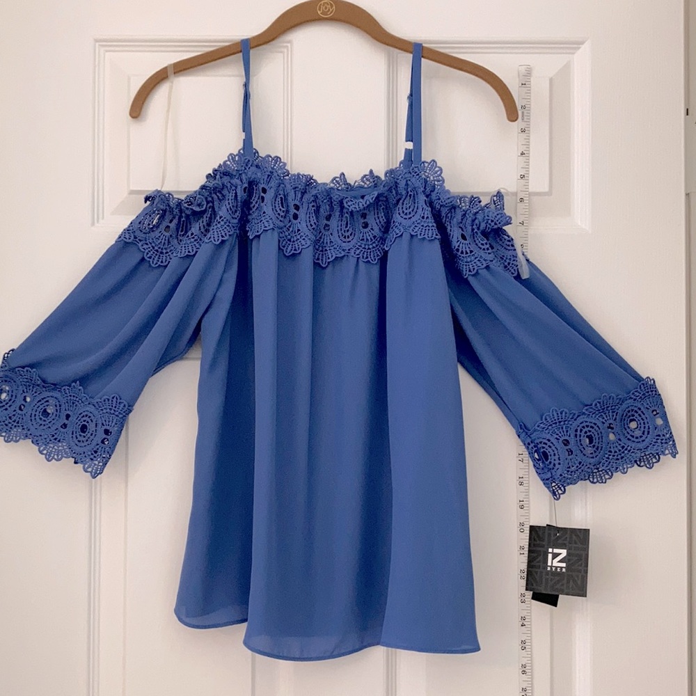 Periwinkle Off the Shoulder 3/4 sleeve Blouse